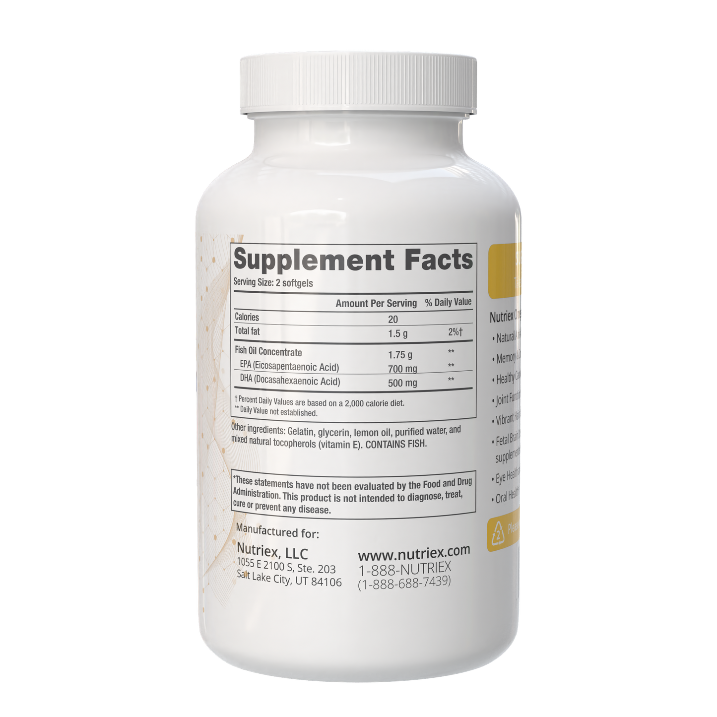 Nutriex Omega #s delivers essential omega-3 fatty acids EPA and DHA