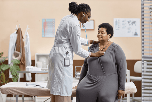 middle aged woman getting a health check up