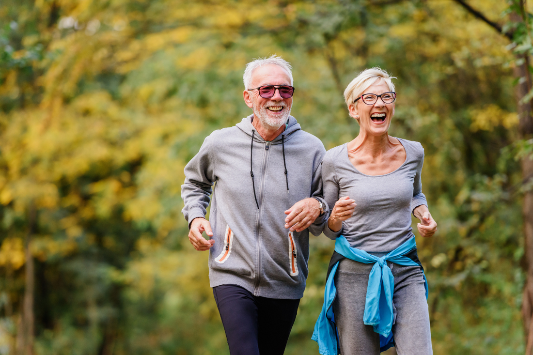 Healthy older people walking