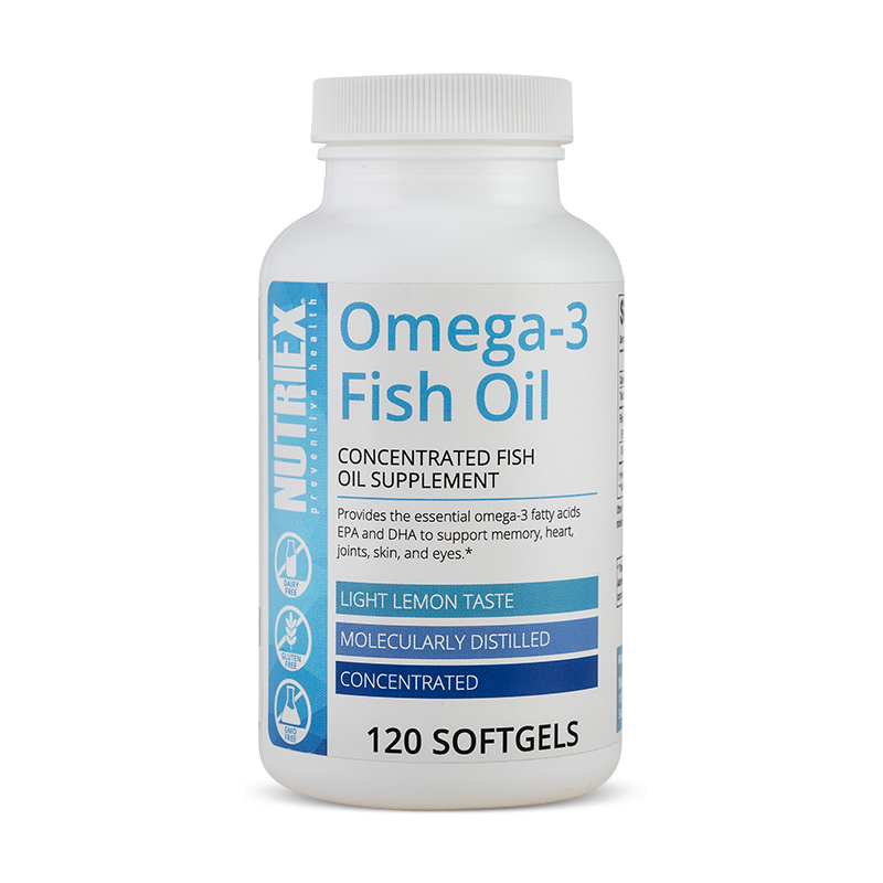 image of the front of a bottle of Omega -3 Fish oil 