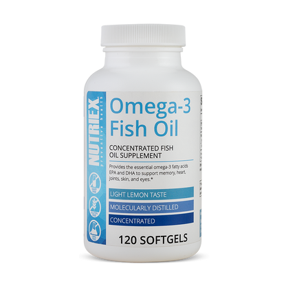 image of the front of a bottle of Omega -3 Fish oil 