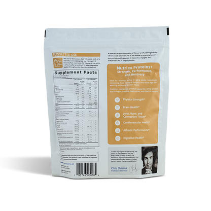 Supplement facts of Proteins+ the most complete powder protein available