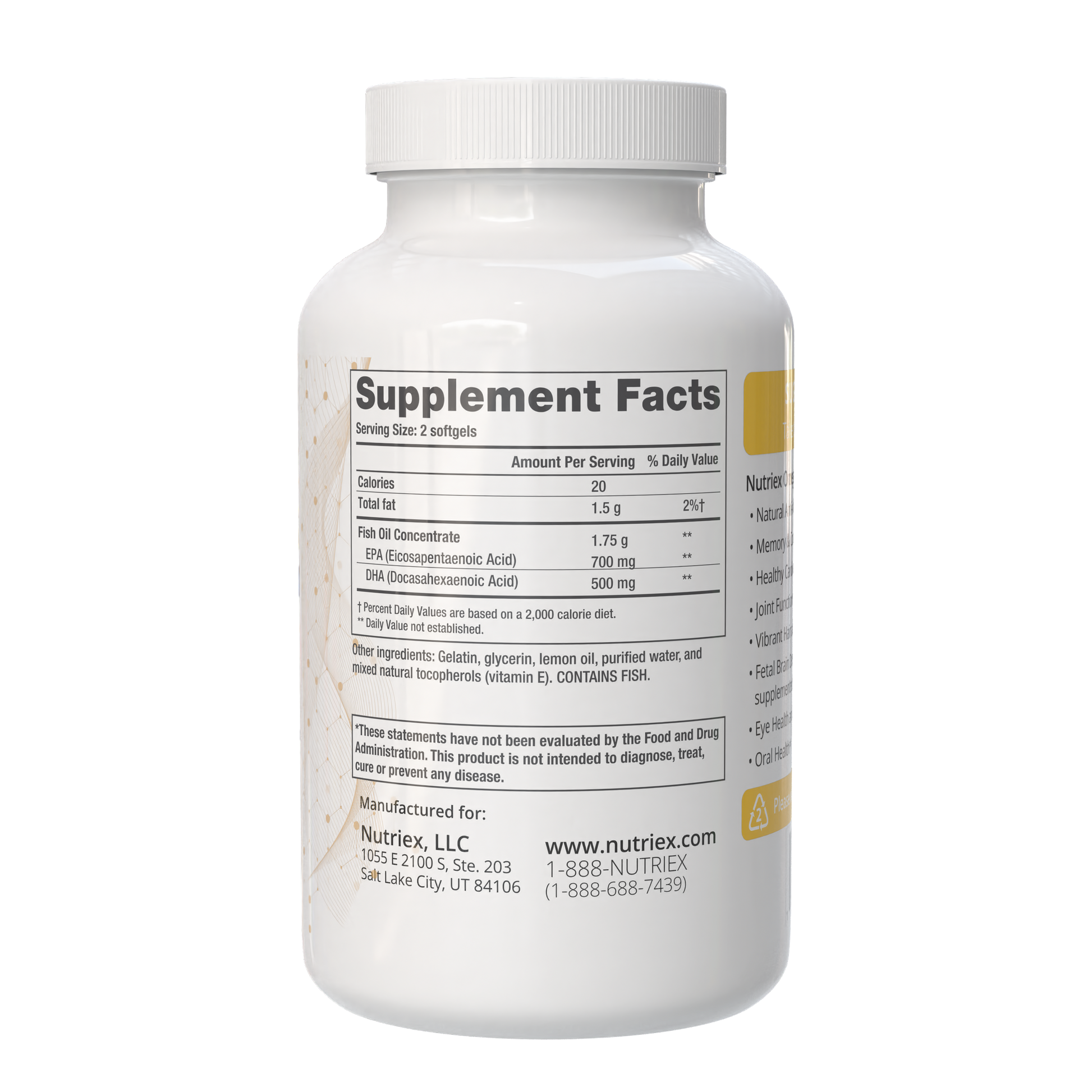 Nutriex Omega #s delivers essential omega-3 fatty acids EPA and DHA